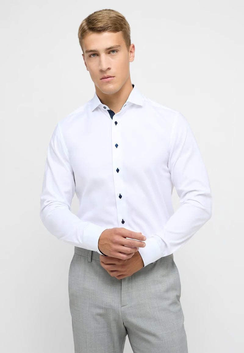 Eterna Slim Plain Dark Button Shirt