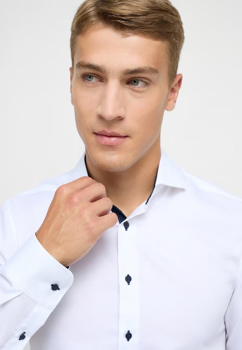 Eterna Slim Plain Dark Button Shirt