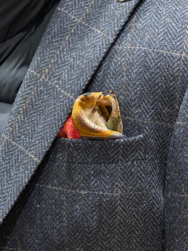 Italian Silk Pocket Square - Skull and Roses
