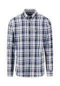 Fynch Hatton Twill Check Long Sleeve Shirt - Navy