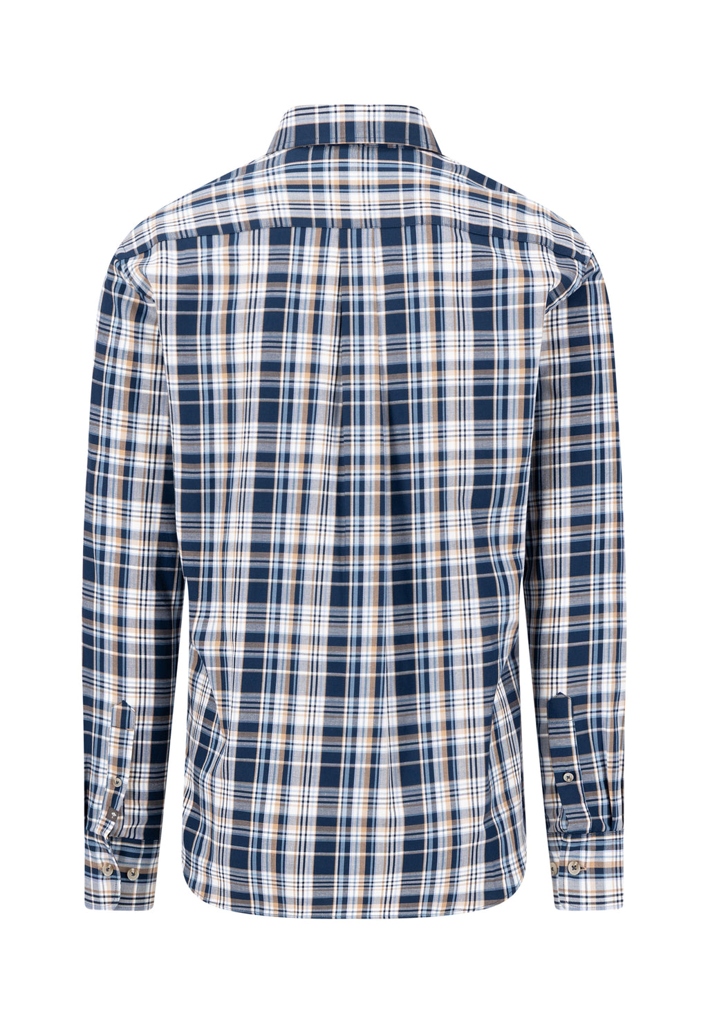 Fynch Hatton Twill Check Long Sleeve Shirt - Navy