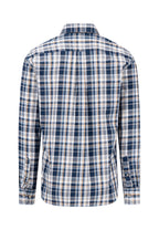 Fynch Hatton Twill Check Long Sleeve Shirt - Navy