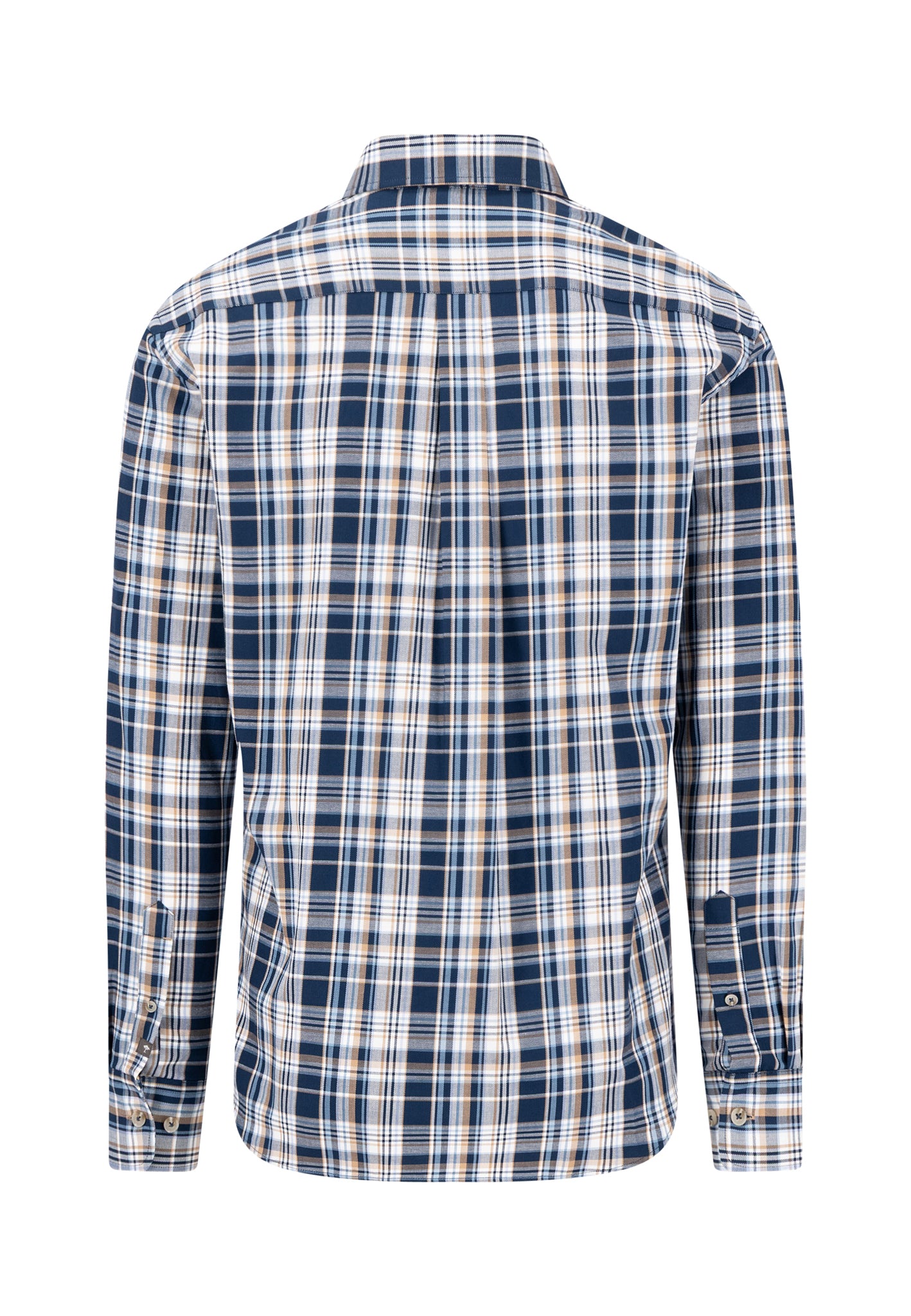 Fynch Hatton Twill Check Long Sleeve Shirt - Navy