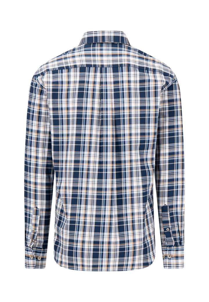 Fynch Hatton Twill Check Long Sleeve Shirt - Navy