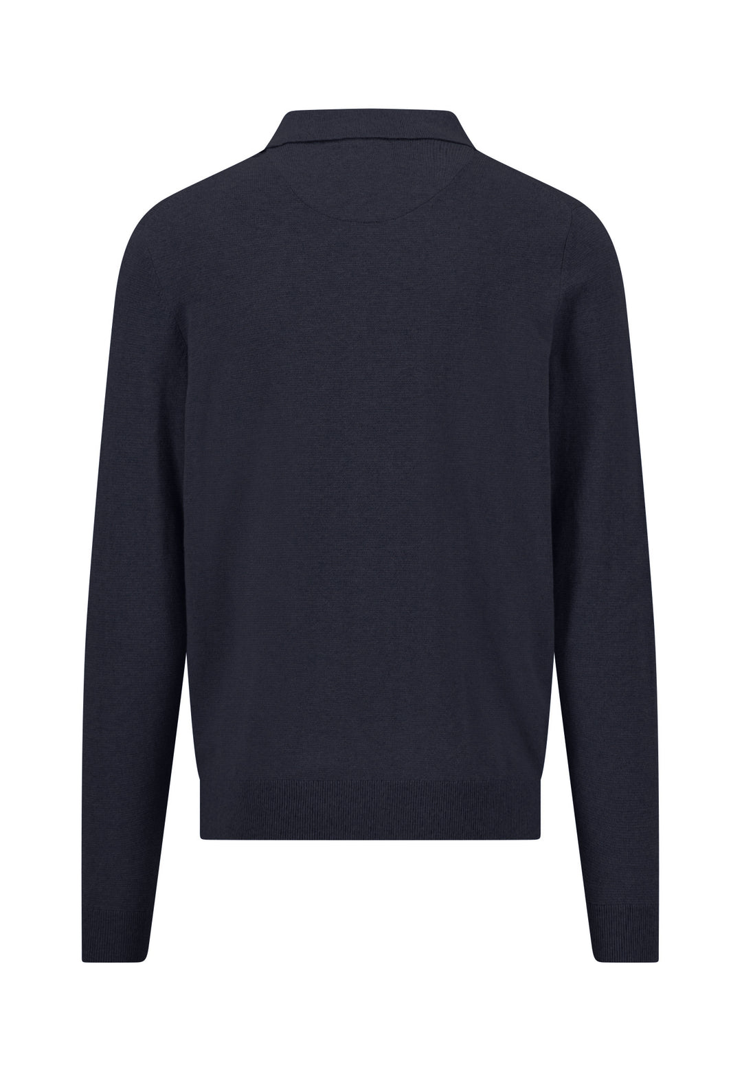 Fynch Hatton Cotton and Cashmere Long Sleeve Polo Shirt - Navy