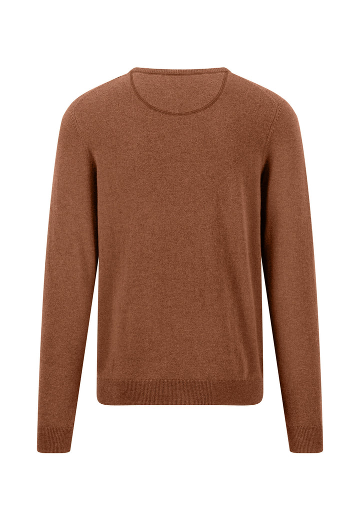 Fynch Hatton Merino Cashmere Crew Neck Jumper - Brown