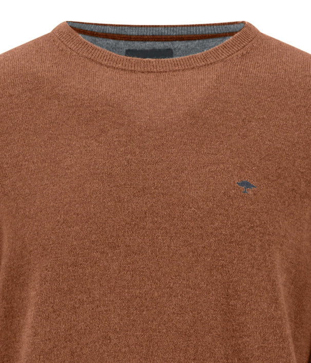 Fynch Hatton Merino Cashmere Crew Neck Jumper - Brown