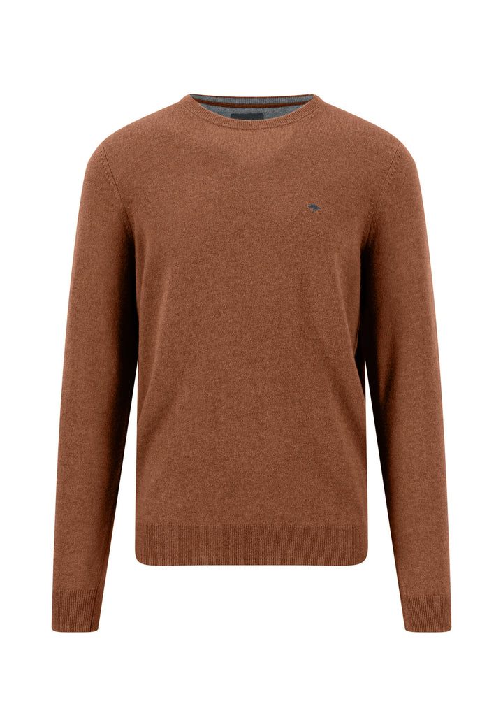 Fynch Hatton Merino Cashmere Crew Neck Jumper - Brown