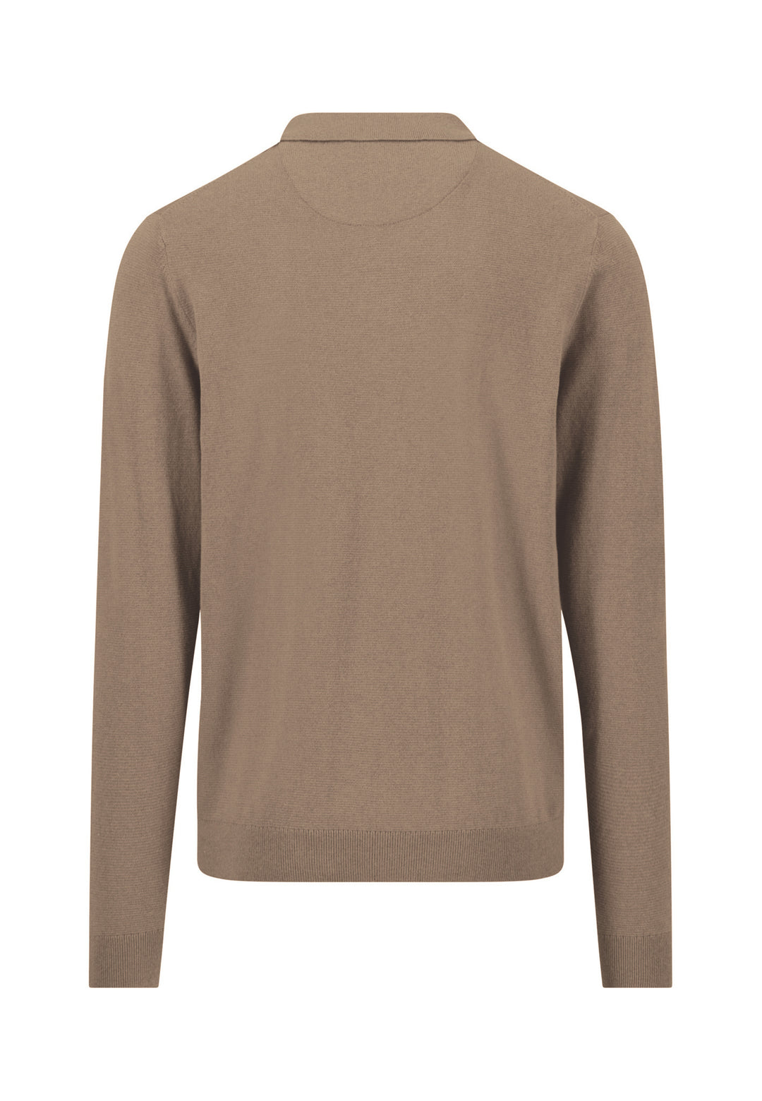 Fynch Hatton Cotton and Cashmere Long Sleeve Polo Shirt - Taupe