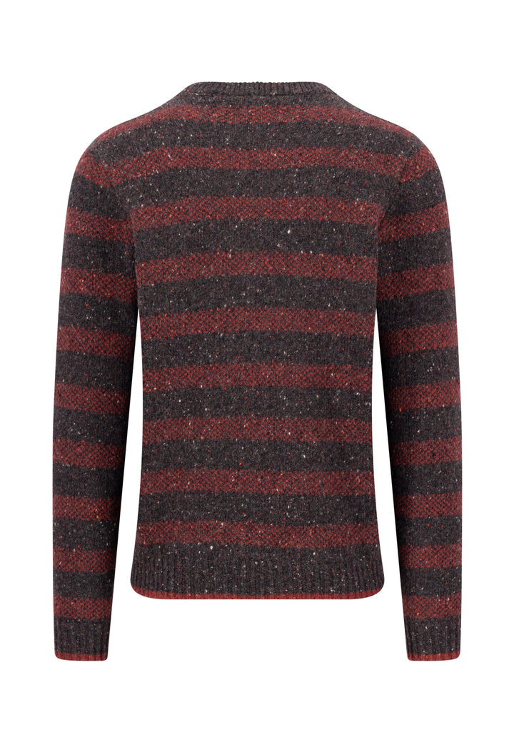 Fynch Hatton Donegal Crew Neck Stripe Jumper - Brown