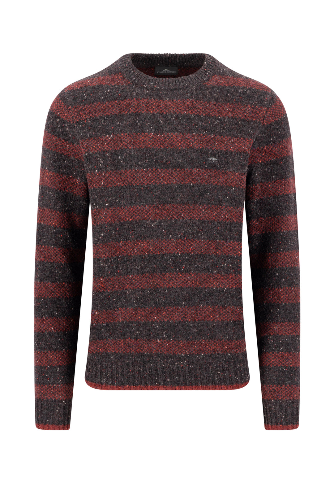 Fynch Hatton Donegal Crew Neck Stripe Jumper - Brown