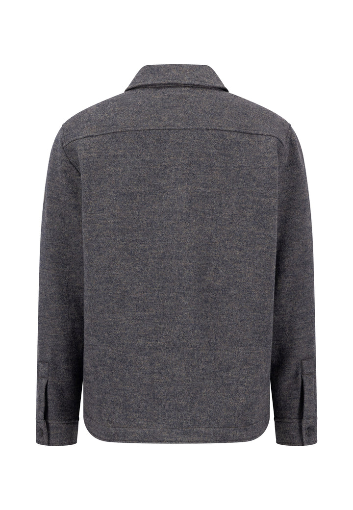 Fynch Hatton Wool Zip Overshirt - Grey