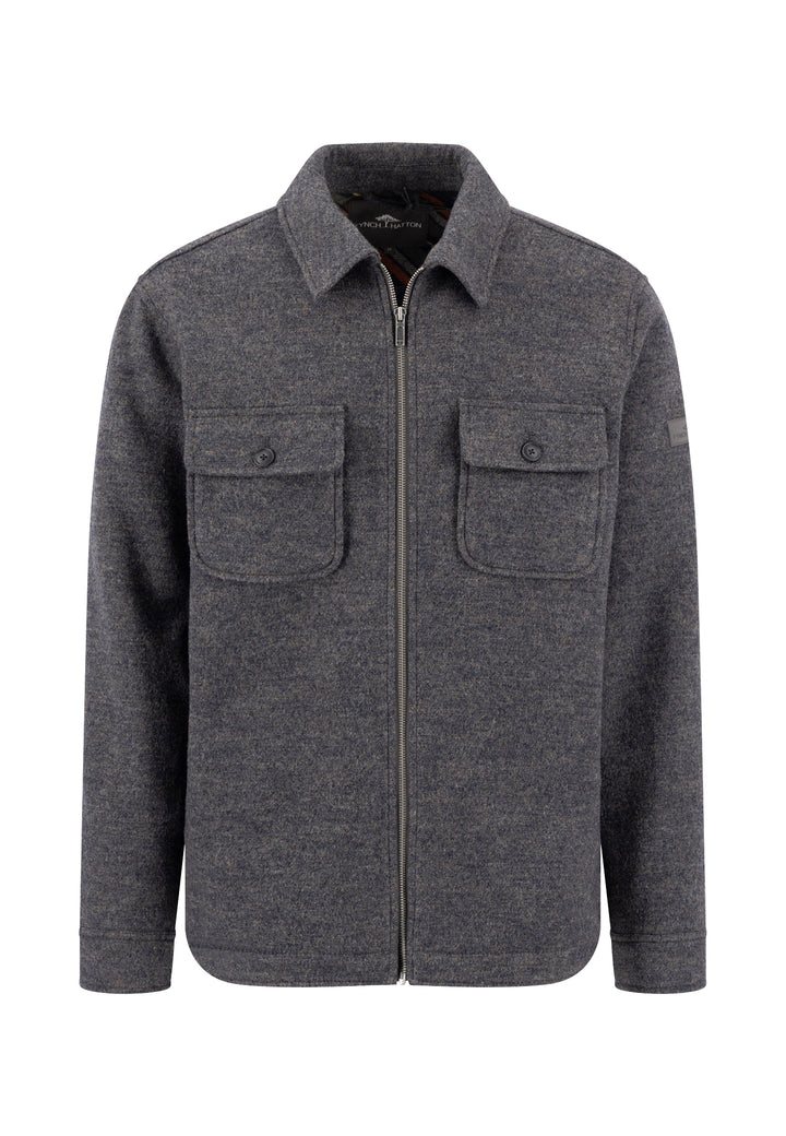 Fynch Hatton Wool Zip Overshirt - Grey