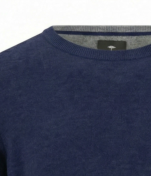 Fynch Hatton Merino Cashmere Crew Neck Jumper - Ink Blue