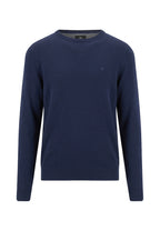 Fynch Hatton Merino Cashmere Crew Neck Jumper - Ink Blue
