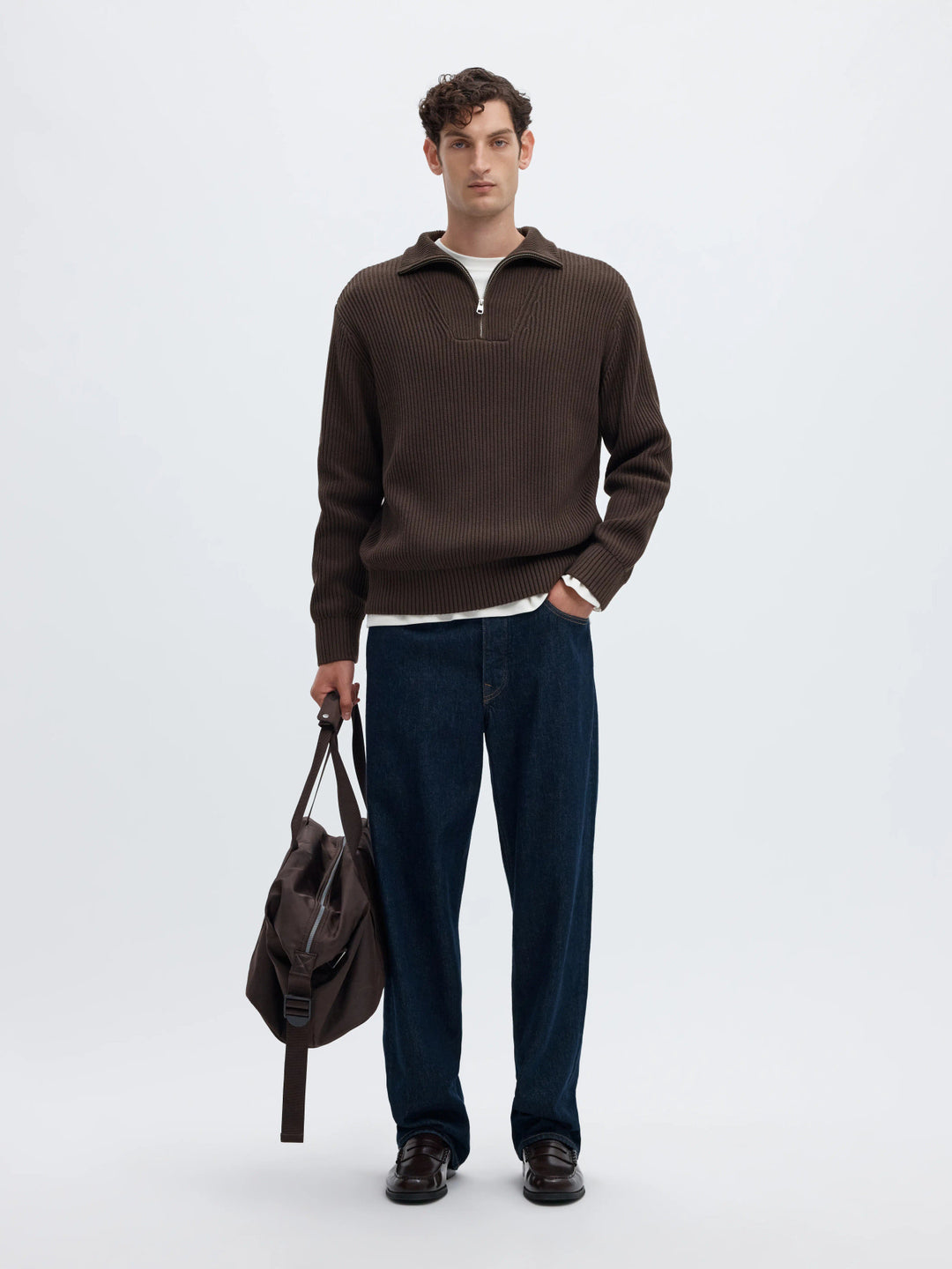 Selected Relaxed Knitted Half Zip Jumper - Delicioso