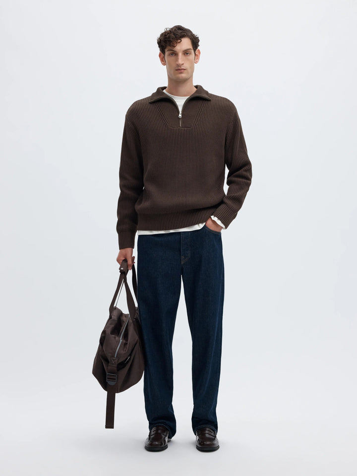 Selected Relaxed Knitted Half Zip Jumper - Delicioso