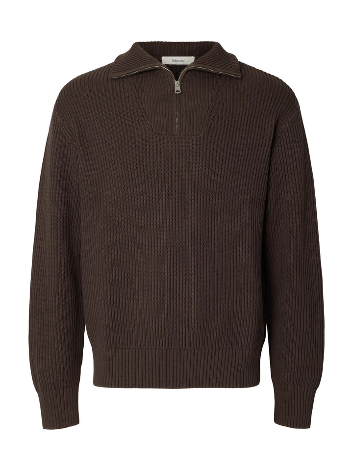 Selected Relaxed Knitted Half Zip Jumper - Delicioso