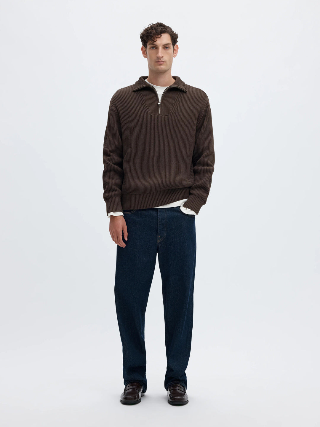 Selected Relaxed Knitted Half Zip Jumper - Delicioso