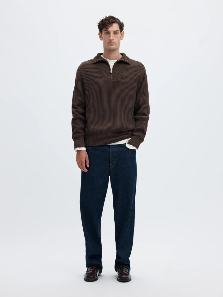 Selected Relaxed Knitted Half Zip Jumper - Delicioso