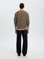 Selected Relaxed Knitted Crew Neck Jumper - Turkish Coffee / Monks Robe