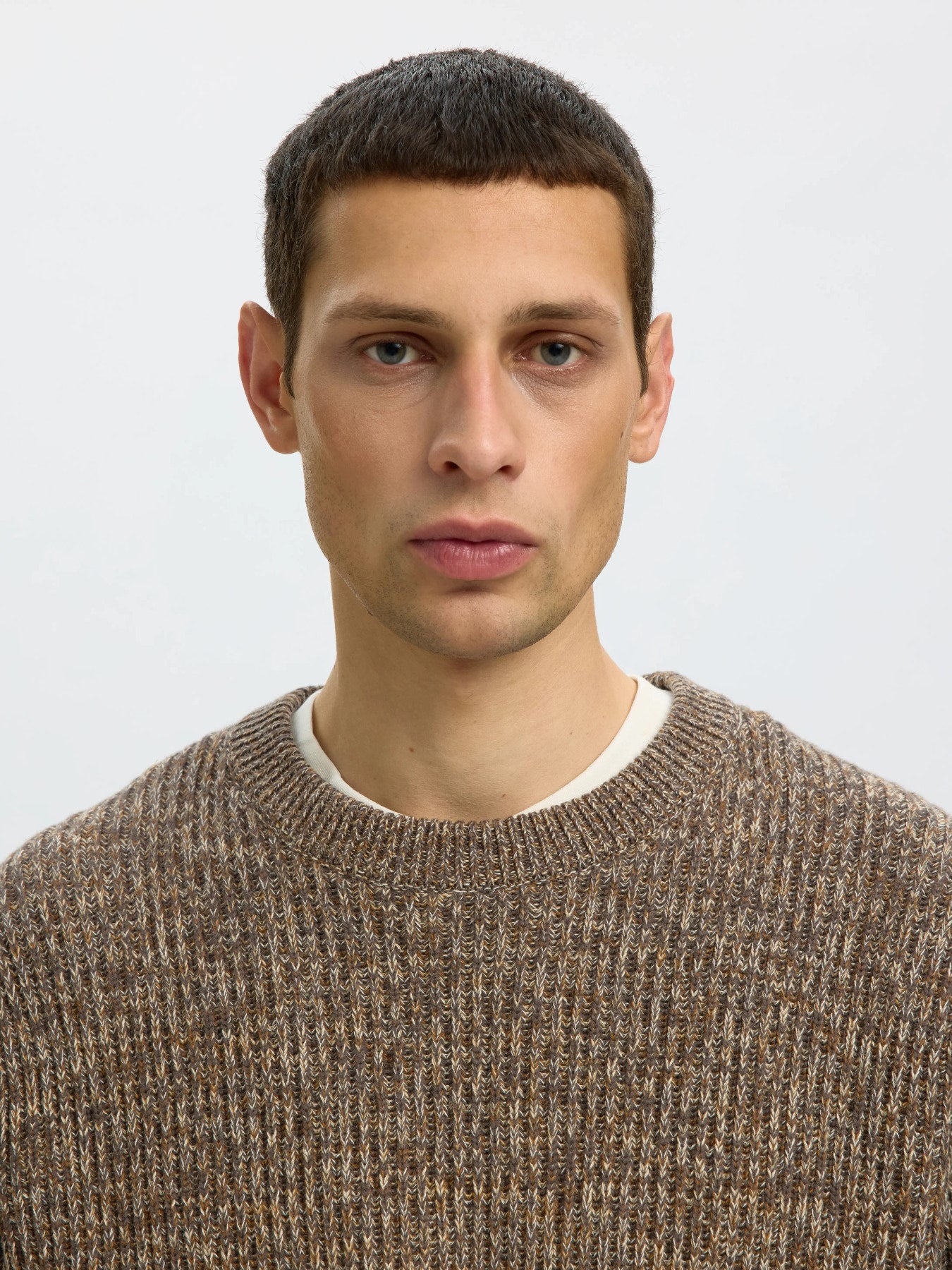 Selected Relaxed Knitted Crew Neck Jumper - Turkish Coffee / Monks Robe
