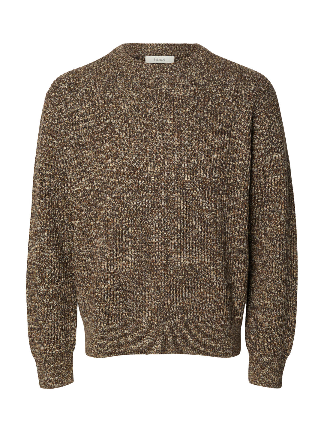 Selected Relaxed Knitted Crew Neck Jumper - Turkish Coffee / Monks Robe
