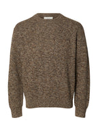 Selected Relaxed Knitted Crew Neck Jumper - Turkish Coffee / Monks Robe