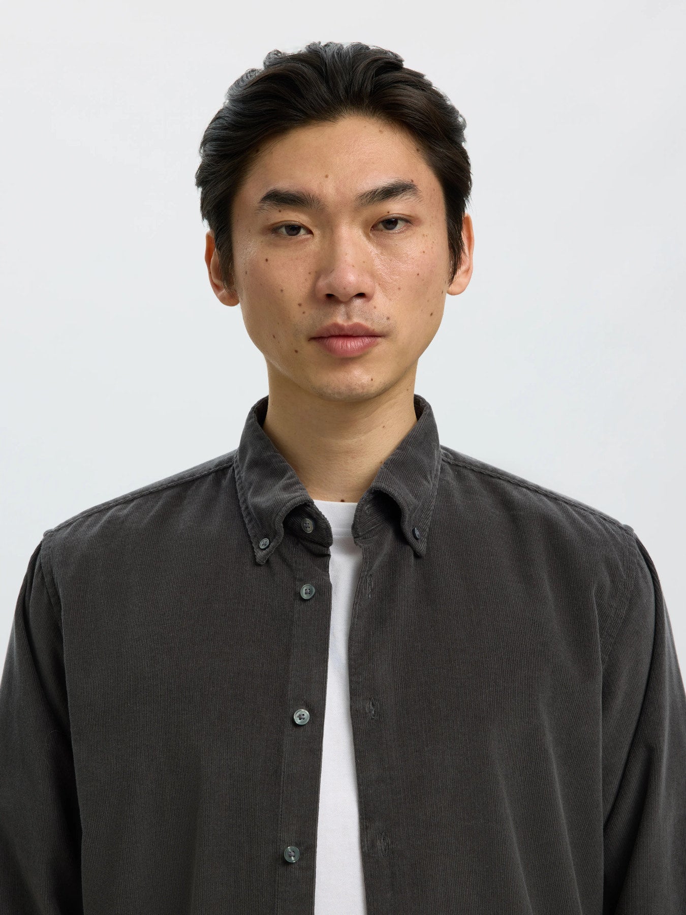 Selected Danni Cord Long Sleeve Shirt - Dark Shadow