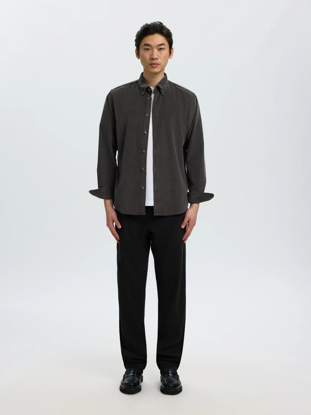 Selected Danni Cord Long Sleeve Shirt - Dark Shadow