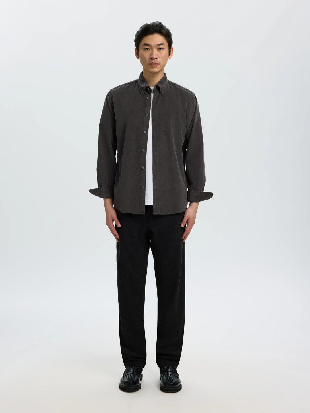 Selected Danni Cord Long Sleeve Shirt - Dark Shadow
