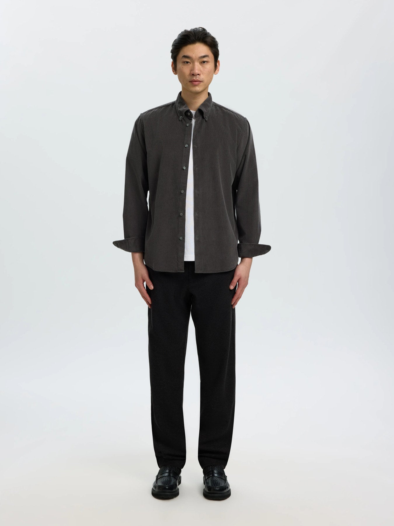 Selected Danni Cord Long Sleeve Shirt - Dark Shadow