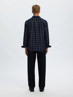 Selected Regular Cord Check Long Sleeve Shirt - Sky Captain Egret