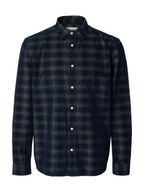 Selected Regular Cord Check Long Sleeve Shirt - Sky Captain Egret