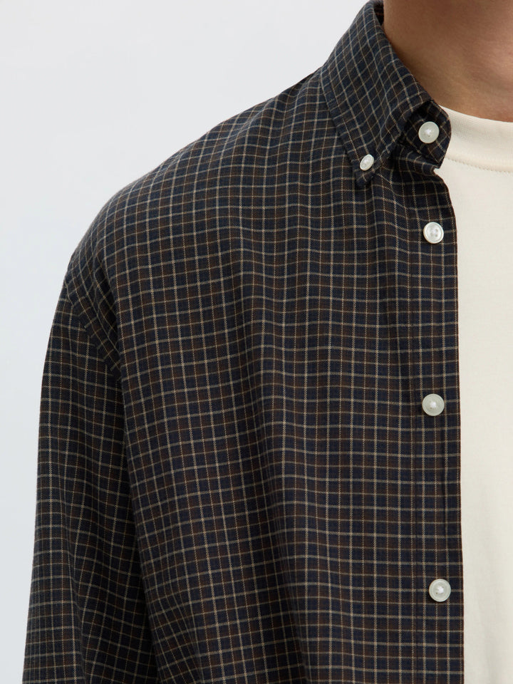 Selected Jay Regular Melange Long Sleeve Shirt - Dark Sapphire Multi