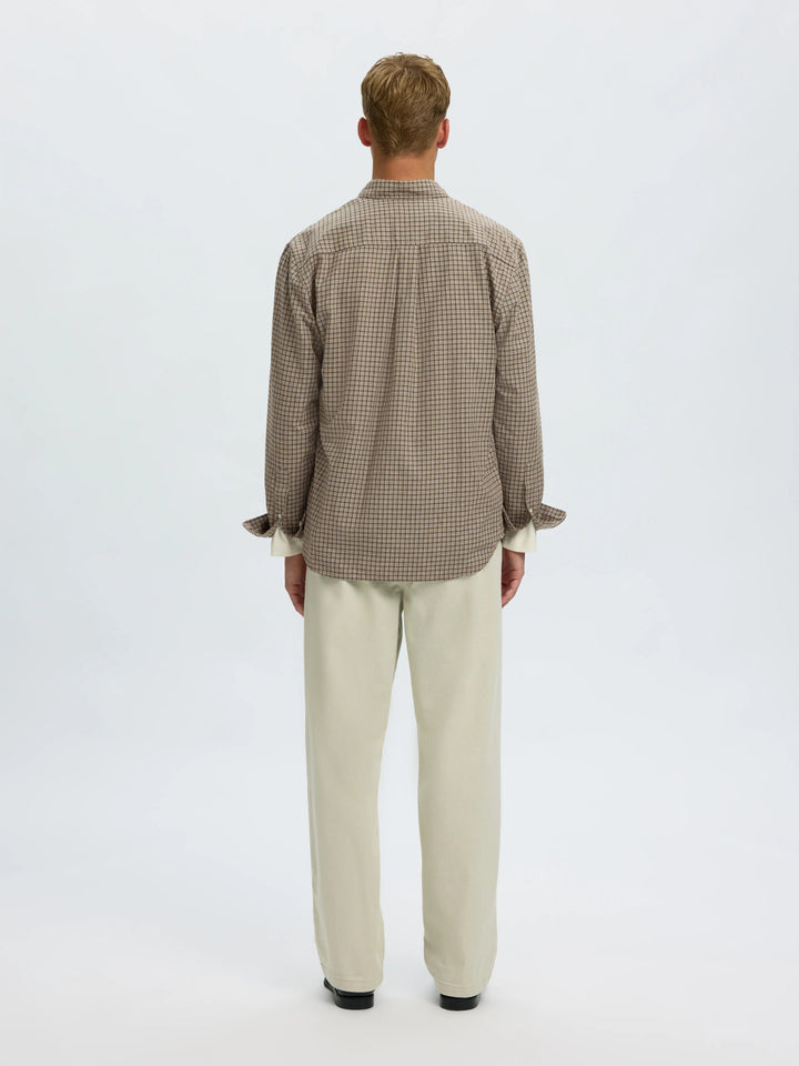Selected Jay Regular Melange Long Sleeve Shirt - Chocolate Chip Multi
