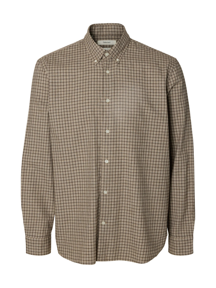 Selected Jay Regular Melange Long Sleeve Shirt - Chocolate Chip Multi