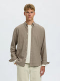 Selected Jay Regular Melange Long Sleeve Shirt - Chocolate Chip Multi