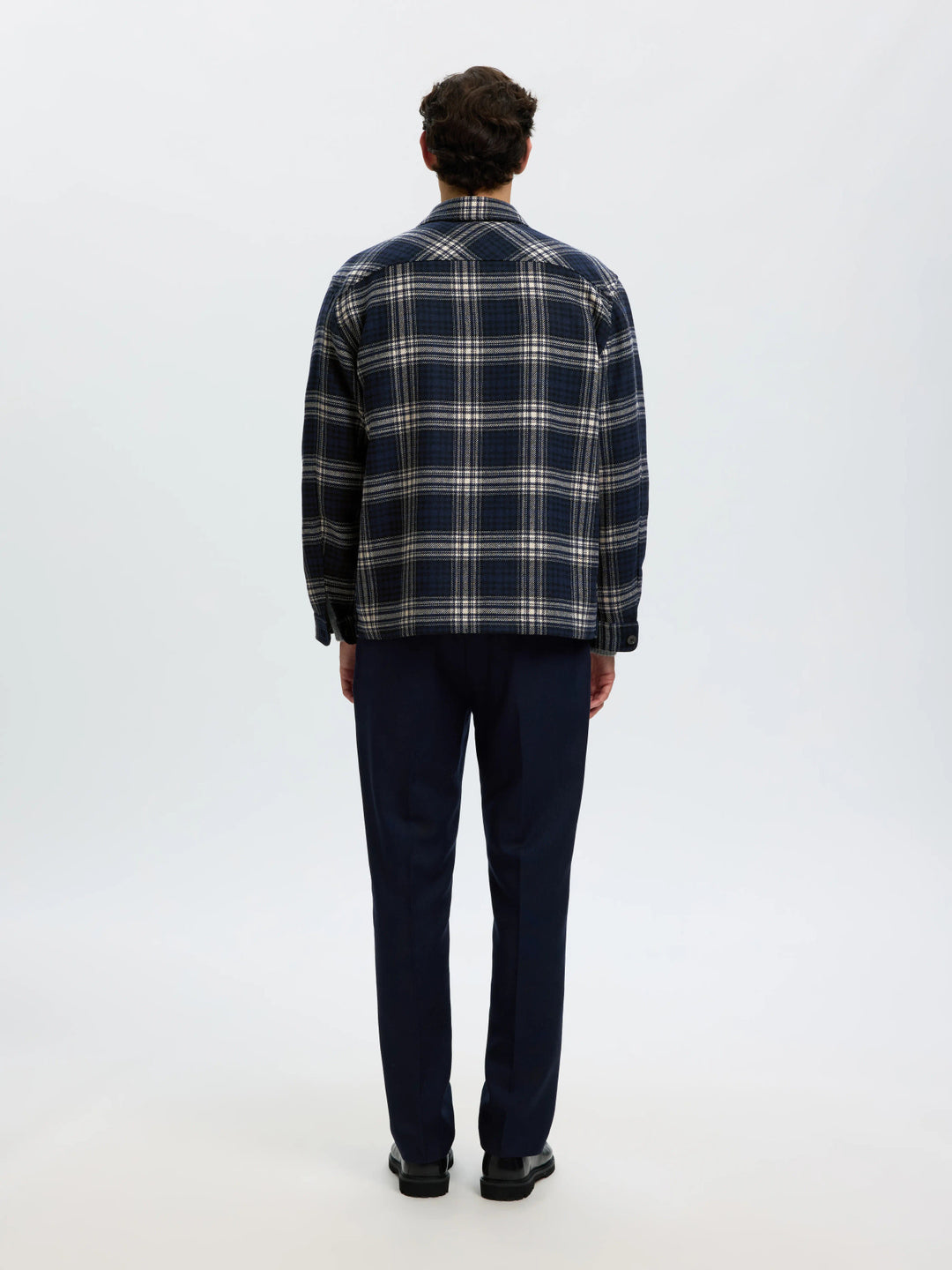 Selected Pablo Wool Blend Overshirt - Sky Captain Egret / Black