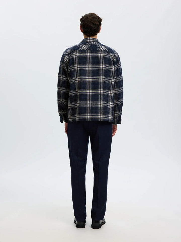 Selected Pablo Wool Blend Overshirt - Sky Captain Egret / Black