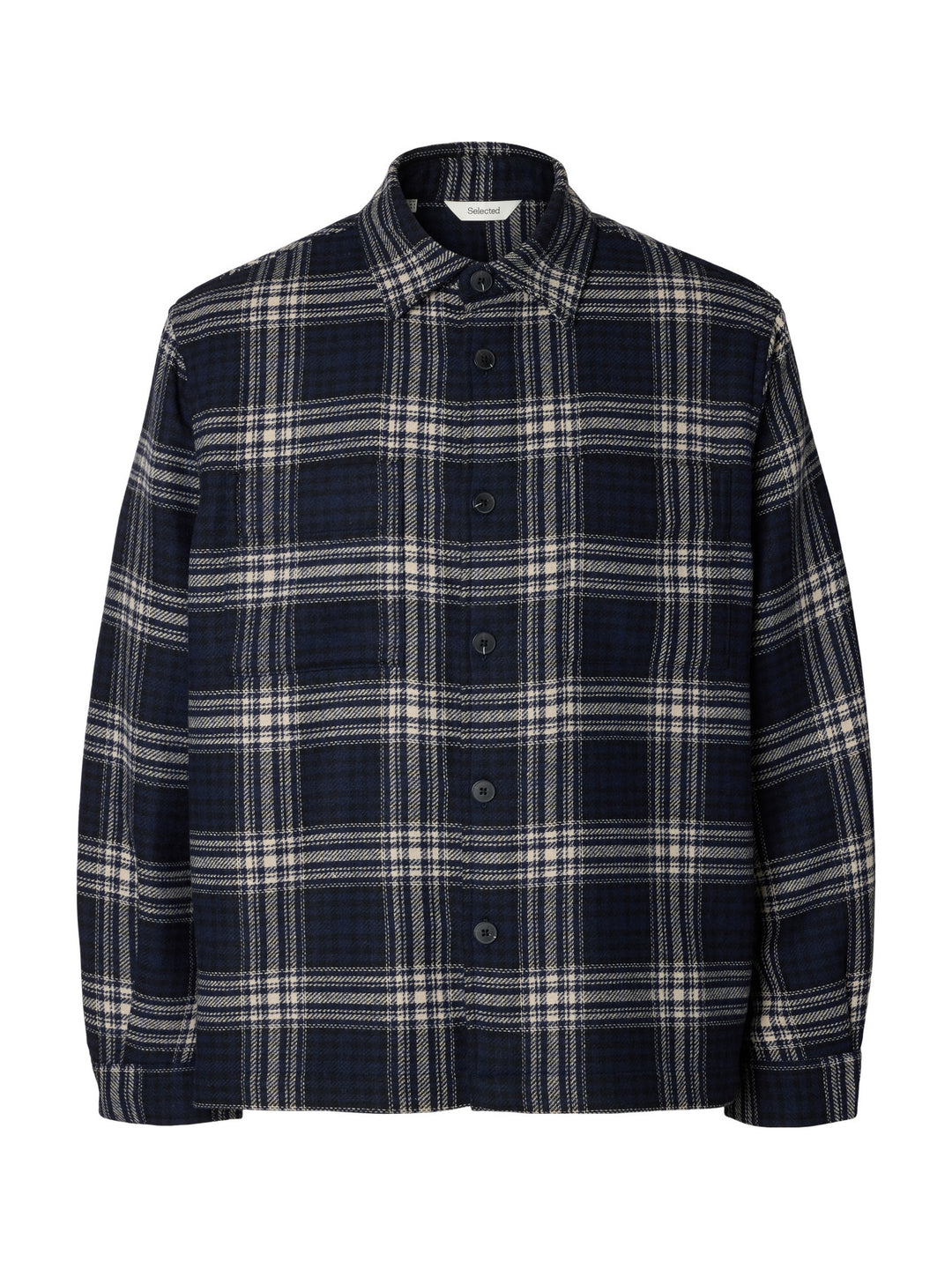 Selected Pablo Wool Blend Overshirt - Sky Captain Egret / Black