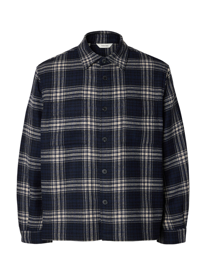 Selected Pablo Wool Blend Overshirt - Sky Captain Egret / Black