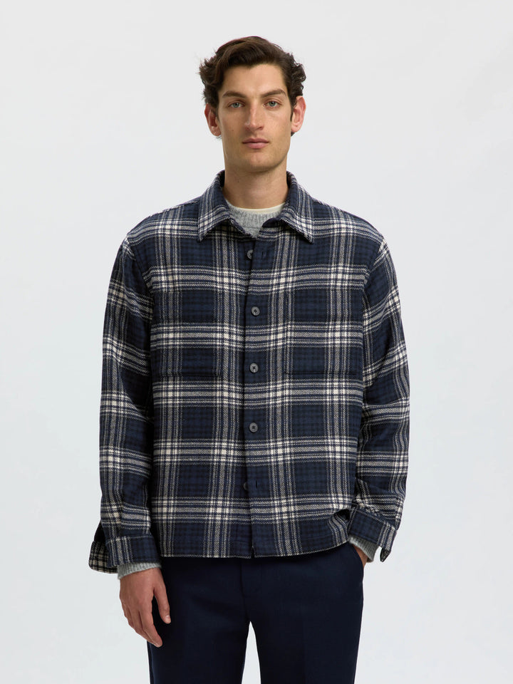 Selected Pablo Wool Blend Overshirt - Sky Captain Egret / Black