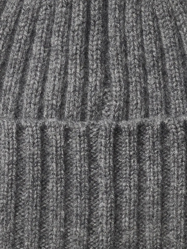 Selected Cashmere Blend Beanie Hat - Medium Grey Melange