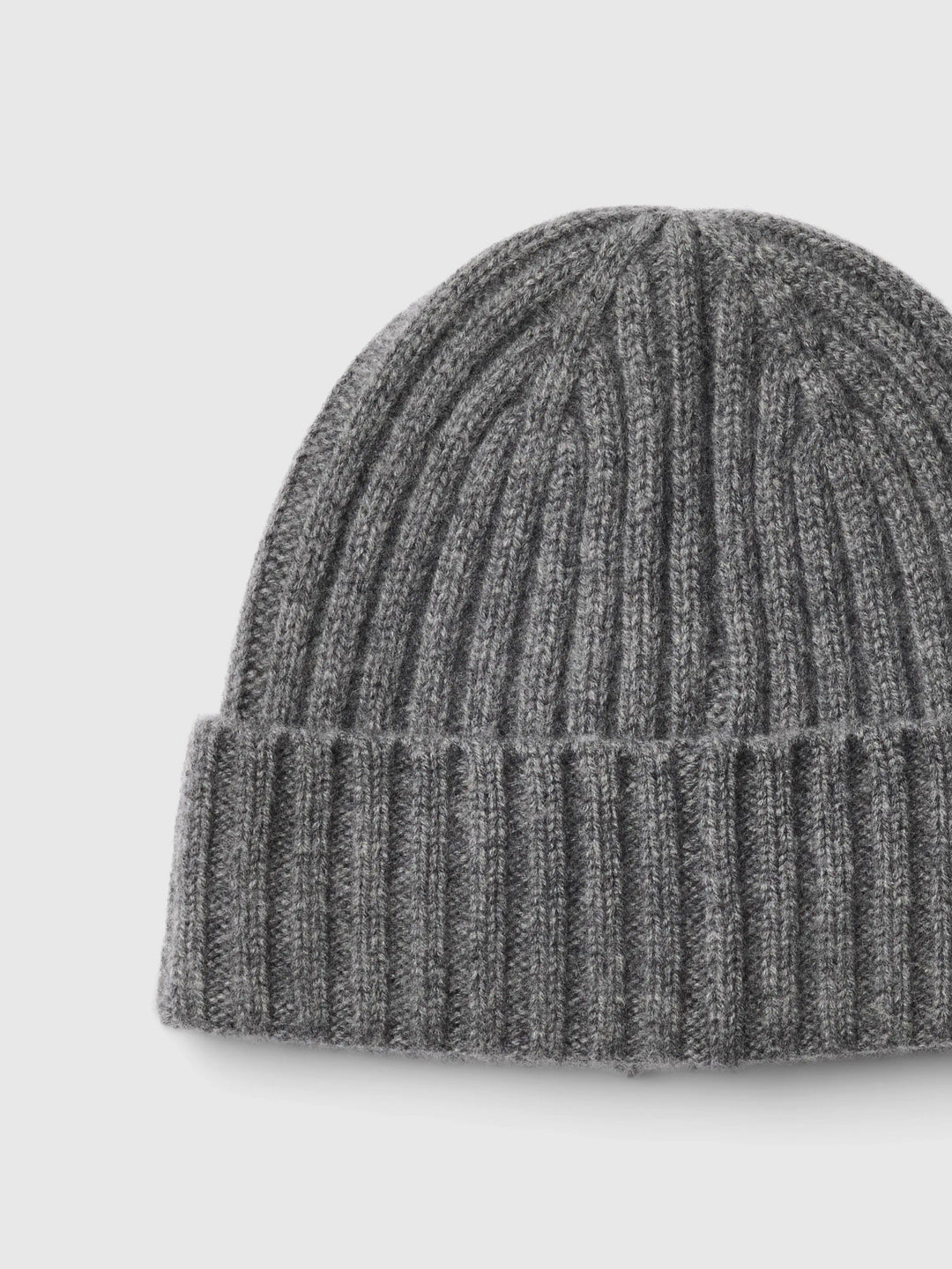 Selected Cashmere Blend Beanie Hat - Medium Grey Melange