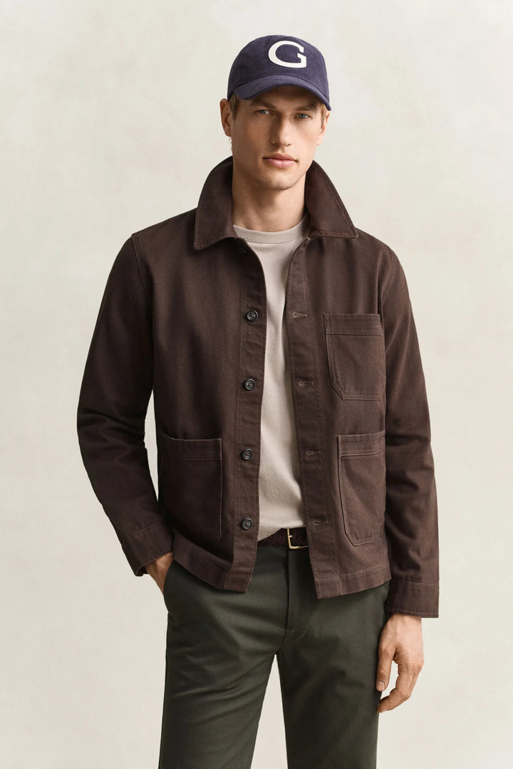 GANT Brushed Twill Overshirt - Brown