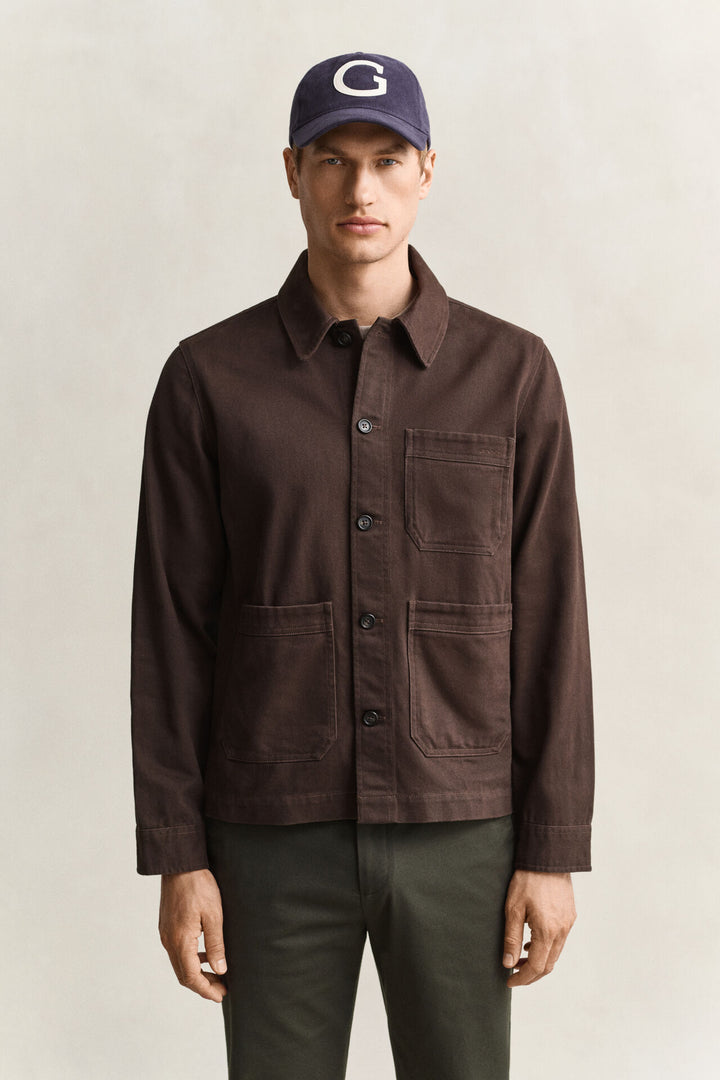 GANT Brushed Twill Overshirt - Brown