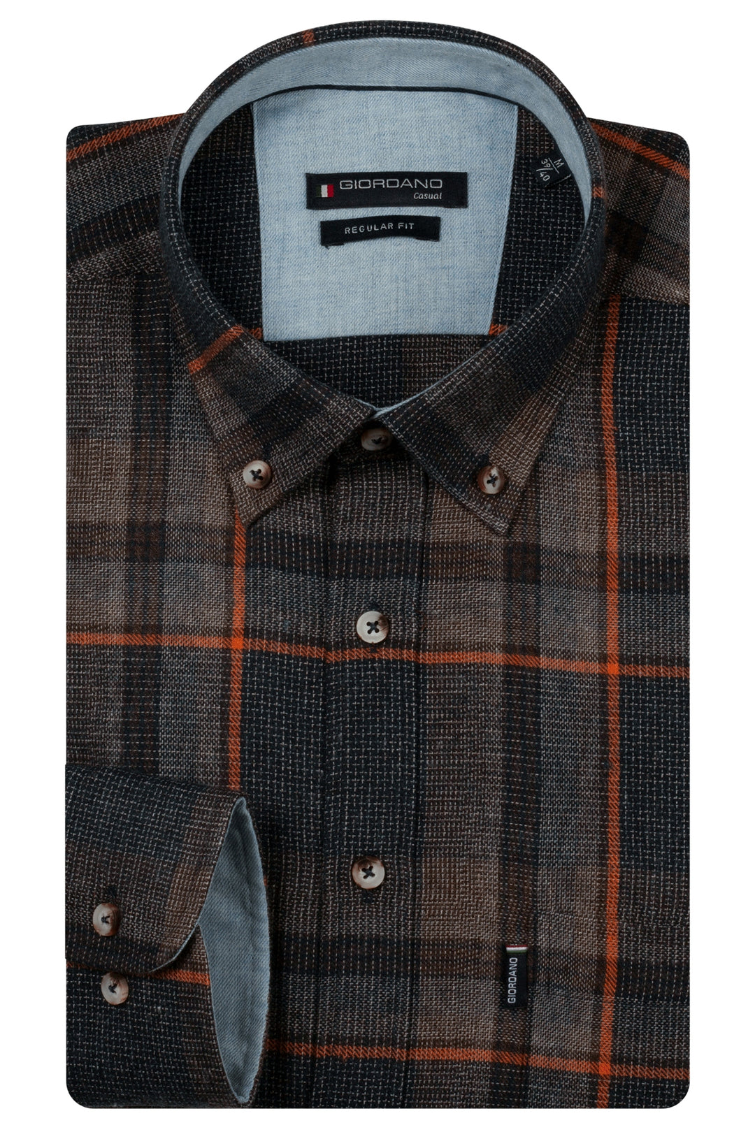 Giordano Dino Long Sleeve Colourful Check Shirt - Navy