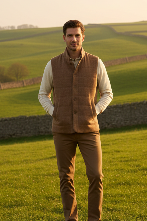 Giordano Owen Brushed Wool Body Warmer - Chocolate Brown