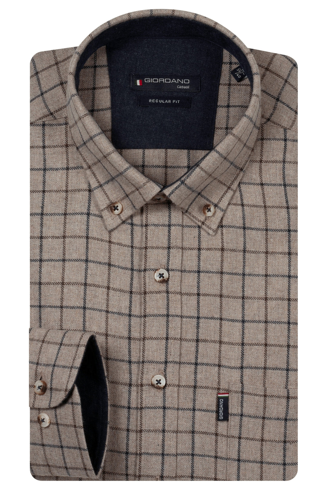 Giordano Dino Long Sleeve Check Shirt - Shell